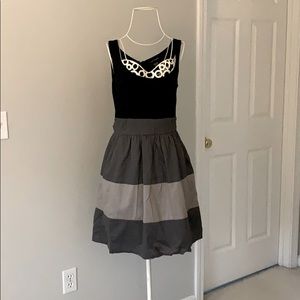 A-line Grey and Black Dress